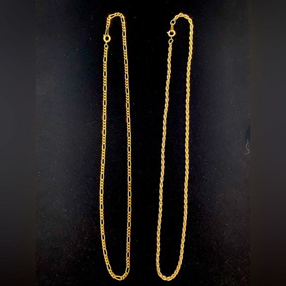 Two Goldtone Necklaces, Chain Link & Rope - Picture 1 of 5